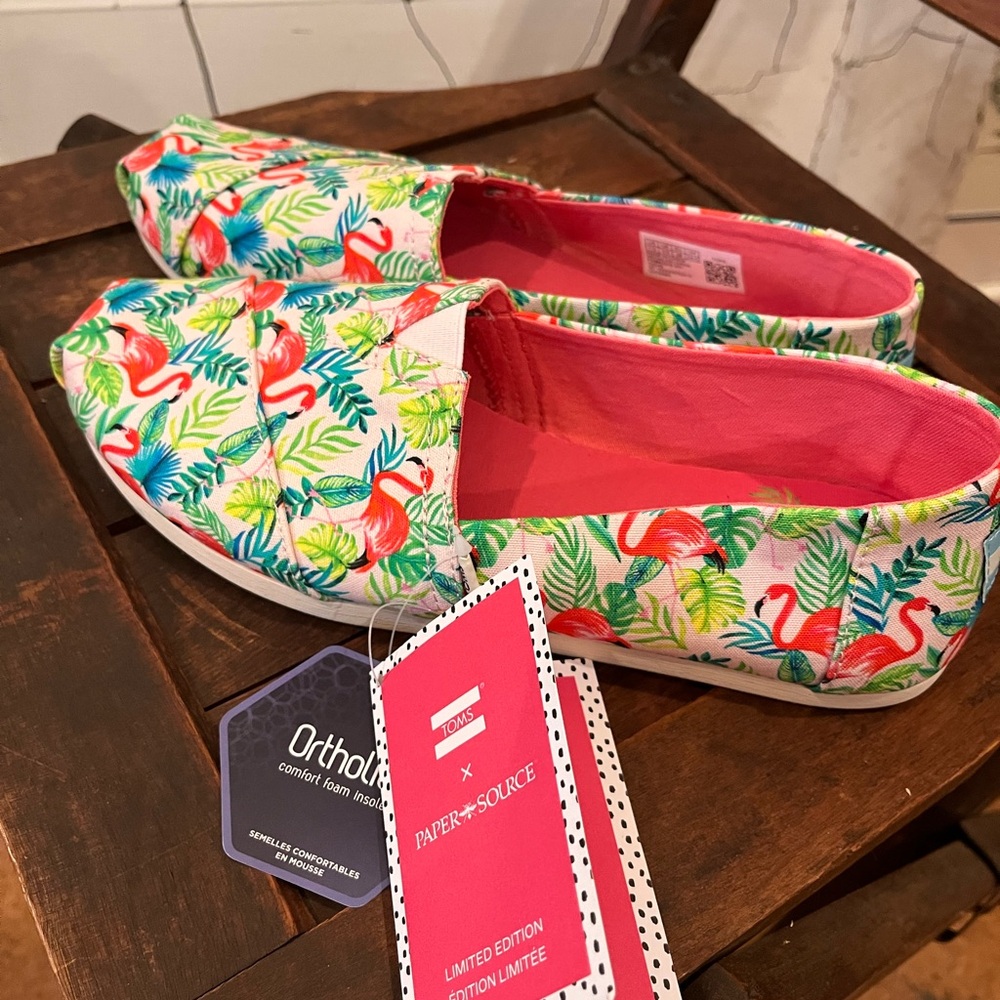 TOMS Tropical Flamingo Slip-Ons